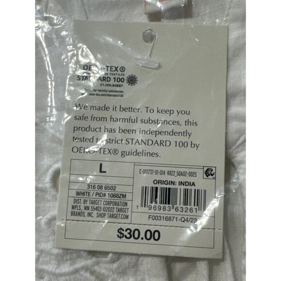 Large - New - Womens Short Sleeve V-Neck Woven Eyelet Top - Knox Rose - White - Picture 3 of 6